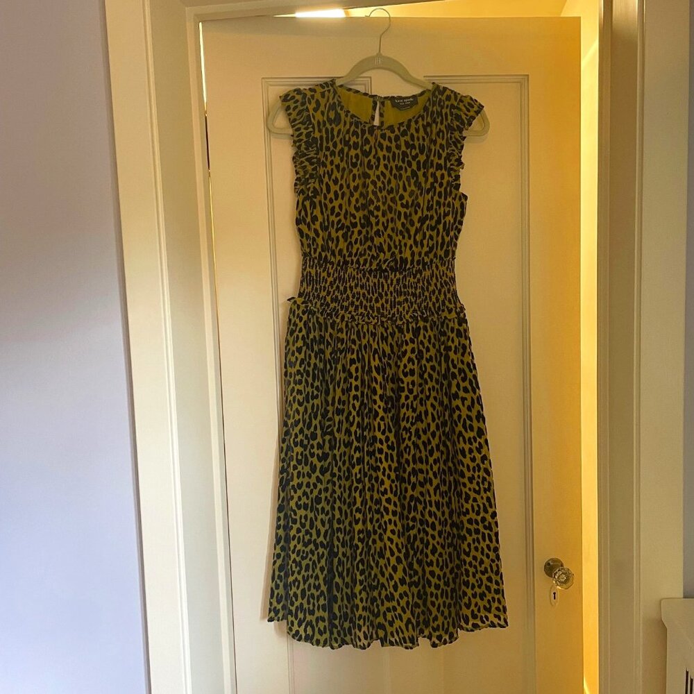 Kate Spade Modern Leopard Smocked Waist Dress - Size S
